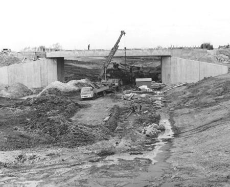 The bridge at Grimston Bar nearing completion in 1975. 