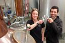 CHEERS: Distillery founders Abbie Neilson and Chris Jaume raise a glass to announce the start of work on their first single-malt