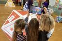 Haxby Road Primary children testing out the 'augmented reality' tool
