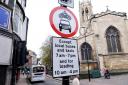 Signs in Coppergate warn of the traffic restrictions