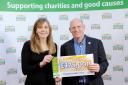 Dr Rob Stoneman, chief executive of Yorkshire Wildlife Trust, receiving the initial cheque from Kate Pearson, at People’s Postcode Lottery