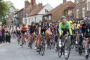 Riders in the Tour de Yorkshire pass through Norton