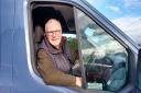 Graham Bradbury at the wheel of the new York Against Cancer minibus