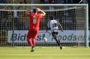 GAME WINNER: Notts County's Izale McLeod puts the ball into an empty net in the 1-0 win in September Picture: Gordon Clayton