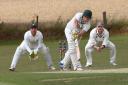 DUNN FOR: Malton & Old Malton batsman Dan Foxton tries to fend off the attack from Hunters York & District Senior League premier division leaders Dunnington. But the latter went on to extend the gap at the top to 48 points, with nearest rivals York suffer