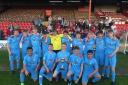 Brooklyn Under-16s celebrate winning the Senior Minor Cup after a 2-0 victory over Tadcaster Magnets