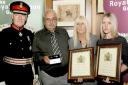 David and Sandra Smith, parents of Trooper Smith, his girlfriend Sarah Helstrip, and the Lord Lieutenant of North Yorkshire, Lord Crathorne, after the presentation of the medal