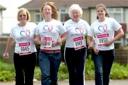 Race For Life runners, Carol and Laura Ward,  Margaret Walker and Sandra