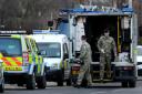 Members of the army bomb squad arrive in York after workers excavating a site in Hull Road uncovered an unexploded bomb.