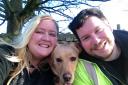 Lola with her owners, Rachel Riley and her husband Dave