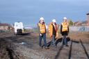 Coun Tracey Simpson-Laing with City of York Council housing development manager Michael Jones, left, and project manager Stewart Sadler at the site of the former tip in Beckfield Lane