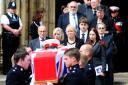 David Hart’s family and girlfriend, Sarah Horsley, leave York Minster following the funeral service