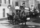 Horse-drawn tram travelling up Micklegate, just past the junction with George Hudson Street, c 1907. Dobbin used to stand outside Micklegate Post Office with his nose bag until required to lend his assistance. Picture: Explore York