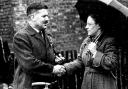 Tom McKitterick, Labour candidate in 1955, stops for a chat with Mrs F E Coates, of Price Street, while canvassing in York