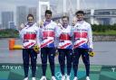 Tadcaster's Team GB medalist Jessica Learmonth (far left) alongside team-mates Jonathan Brownlee, Georgia Taylor-Brown and Alex Yee on the podium with their gold medals in Tokyo. Picture: Danny Lawson/PA Wire