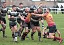 Two Sandal defenders try to stop York number eight Willem Enslin. Picture: Rob Long/York RUFC