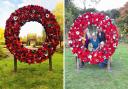 The Rowntree Park wreath with some of the volunteers who helped make it