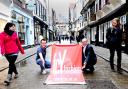 Russell Norton, chairman of Fashion City York, left, and logo designer Ashley McGovern promote the event in York