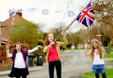 Grace Smith, and her friends Anna and Paige, prepare for their royal wedding street party; inset Prince William and Kate Middleton