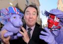 Eric Knowles with Purpleman during a visit to York