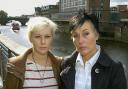 Richard Horrocks’ sister, Abbi, and his mother, Vicki, at the spot where he tried to swim across the Ouse and was drowned