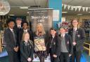 Author Christina Gabbitas with pupils at Vale of York Academy