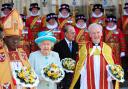 The Queen, the Duke of Edinburgh, Dr John Sentamu, the  Archbishop of York, and the Dean of York, the Very Rev Keith Jones