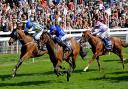 Borderlescott, number two, wins the 2009 Coolmore Nunthorpe Stakes at York