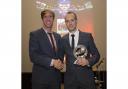 York City reporter Dave Flett presents The Press player of the year award to Keith Lowe