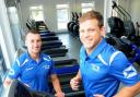 Danny Allan, manager of  Swift Gym, with rugby league star Peter Fox, who is training for the marathon
