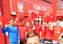 CITY PALS PELOTON: The cyclists have gained support from, forefront, York City goalkeeper Michael Ingham