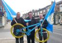 READY TO PARTY: Dave Wilson, Johnny Hayes and Chris Reed helped decorate Bishopthorpe Road