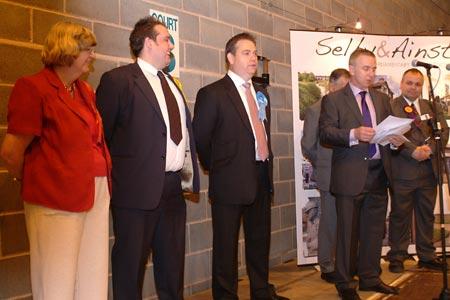 Returning officer Martin Connor announces the Selby & Ainsty results