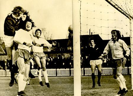 10/02/73 - York City 4, Tranmere Rovers 1: Barrow Swallow beats 'keeper Tommy Lawrence and Eddie Loyden from Richie Taylor's corner to head in City's second goal.