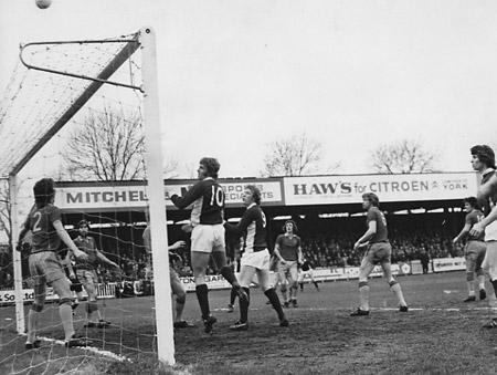 13/04/74: York City 0, Shrewsbury 1 - Gary Swallow heads over the bar.