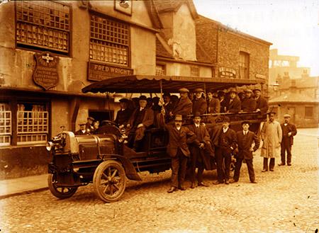 Charabanc outing from the Black Swan pub in Peasholme Green, York