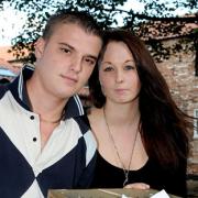 Chris Beresford and Leoni Leneghan, who escaped the fire, as did their pet chipmunk