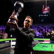 Ronnie O'Sullivan with the trophy after winning the 2018 Betway UK Championship at York Barbican. Picture: Richard Sellers/PA Wire