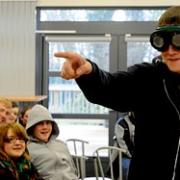 A course member experiences hallucinations using special goggles at the  Legal High Active Learning Awareness Course at the Skills Centre, in Fulfordgate, York