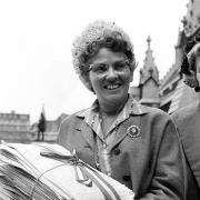 03/06/1965 PA File Photo of Mrs Mary Whitehouse of Wolverhampton at the House Of Commons with a thick bundle of signatures in support of a petition to the House by 'The residents of Bromsgrove & Other Places', praying that 'The BBC be