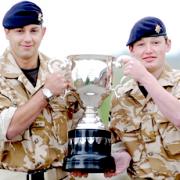 WINNERS: Troopers Ash Smith, and James Dalby, 19, from Heworth, of the Royal Dragoon Guards, pictured with the Pearn Trophy, awarded for best troop in D Squadron