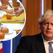 Photos via PA. Pictured, Boris Johnson and pork pies, inset.