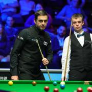 York snooker star Ashley Hugill in action against six-time world champion Ronnie O'Sullivan. Picture: Zheng Zhai/World Snooker Tour