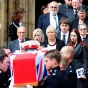 David Hart’s family and girlfriend, Sarah Horsley, leave York Minster following the funeral service
