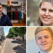 Clockwise from top left, David Skaith, Rachael Maskell MP, Cllr Ashley Mason and Parliament Street in York