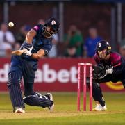 Derbyshire's Shan Masood strikes the ball and is caught out by Northamptonshire's James Neesham (not pictured) during the Vitality Blast T20, North Group match at the Incora County Ground, Derby. Picture: Nick Potts/PA Wire