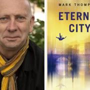 Photo shows Mark Thompson - York author with his new novel Eternal City, inspired by living in York