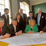 Rosie Winterton, the new Minister For Yorkshire, views plans for proposed changes to the York outer ring road with the Future York Group and York MP Hugh Bayley, right