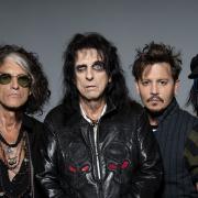 Hollywood Vampires - including rock legends Alice Cooper and Aerosmith's Joe Perry, with Hollywood superstar Johnny Depp and guitarist Tommy Henriksen.