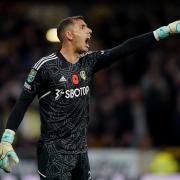 Leeds United goalkeeper Joel Robles during the Carabao Cup third round match at Molineux Stadium, Wolverhampton.